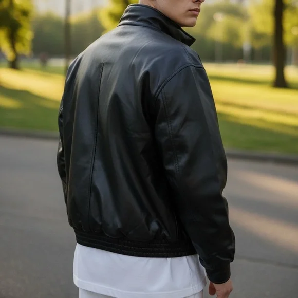 Zara Faux Leather Black Bomber Jacket - Picture 4 of 9
